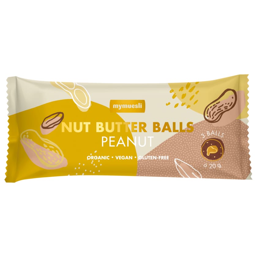 mymuesli Bio Nut Butter Balls Erdnuss vegan 60g